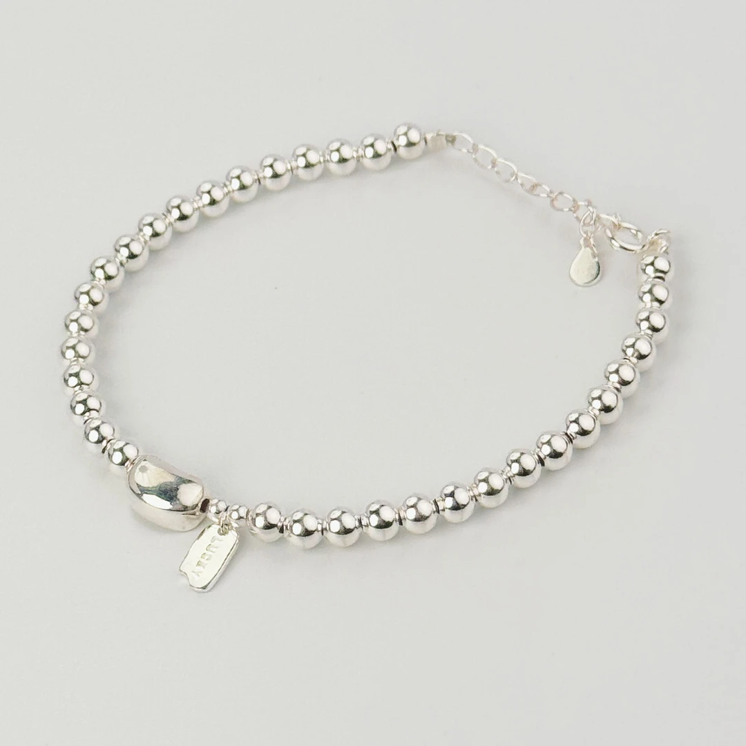 925银手链 光面豆豆幸运手链·纯银·熹棠气质纯银时尚百搭