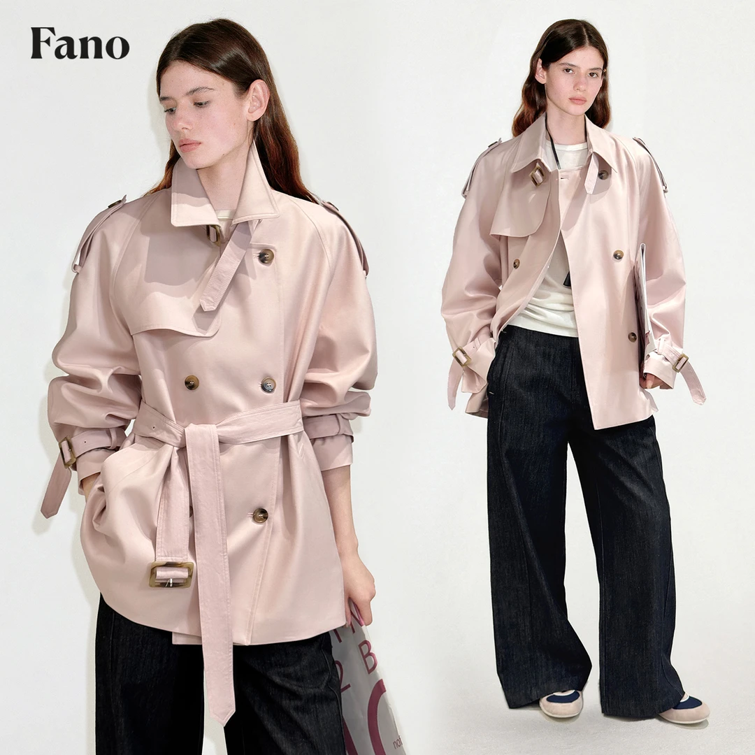 【双11】范洛艺术系“短活页 可拆卸肩章”经典风衣外套FQ25W308