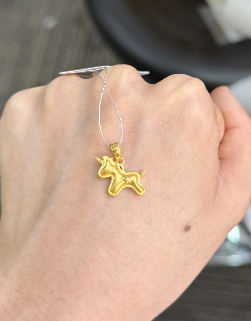 足金999 小星星独角兽吊坠