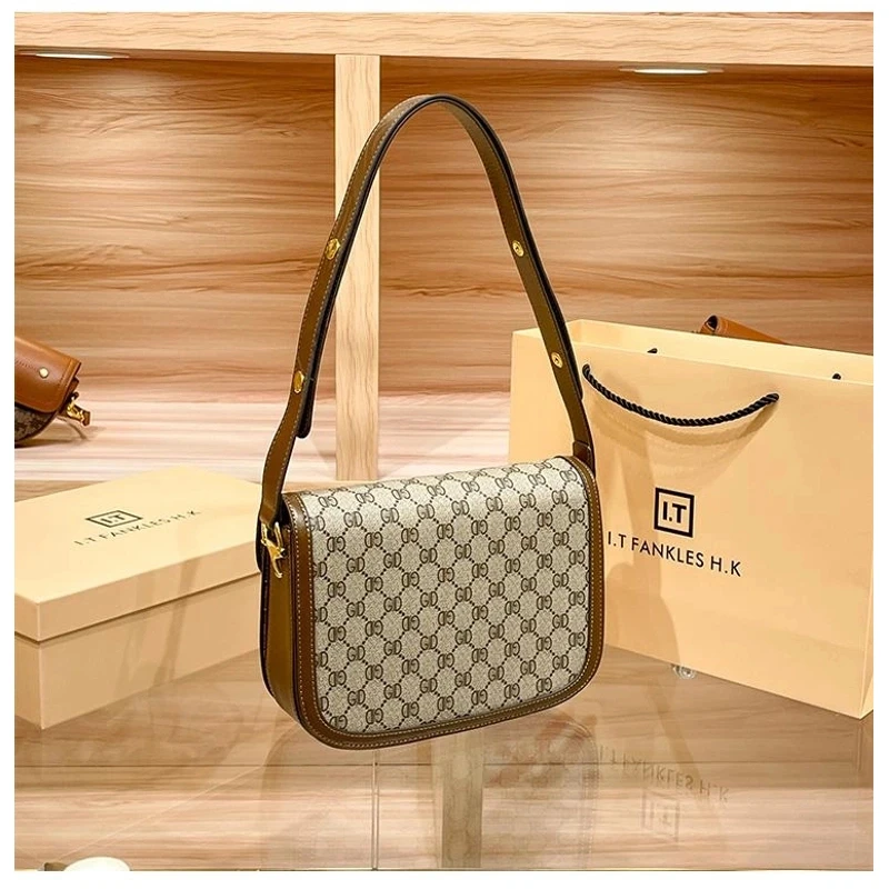 0818棕色 2024新款时尚轻奢百搭夏日经典猪鼻子单肩斜跨女士包