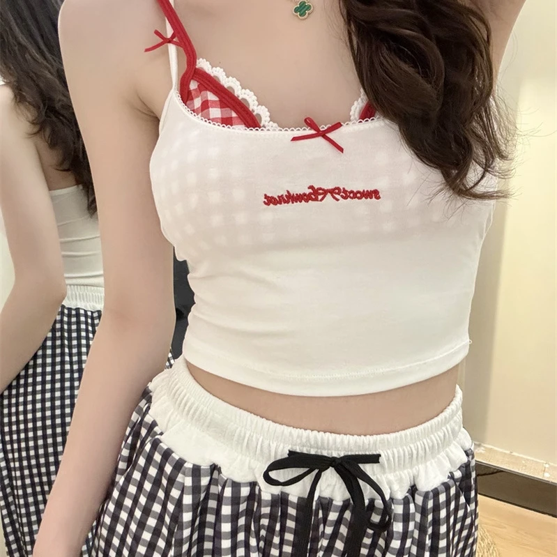 韩版休闲风字母假两件吊带睡衣女款夏季新款大码可外穿家居服套装