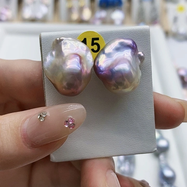 银S925镶嵌淡水珍珠耳饰