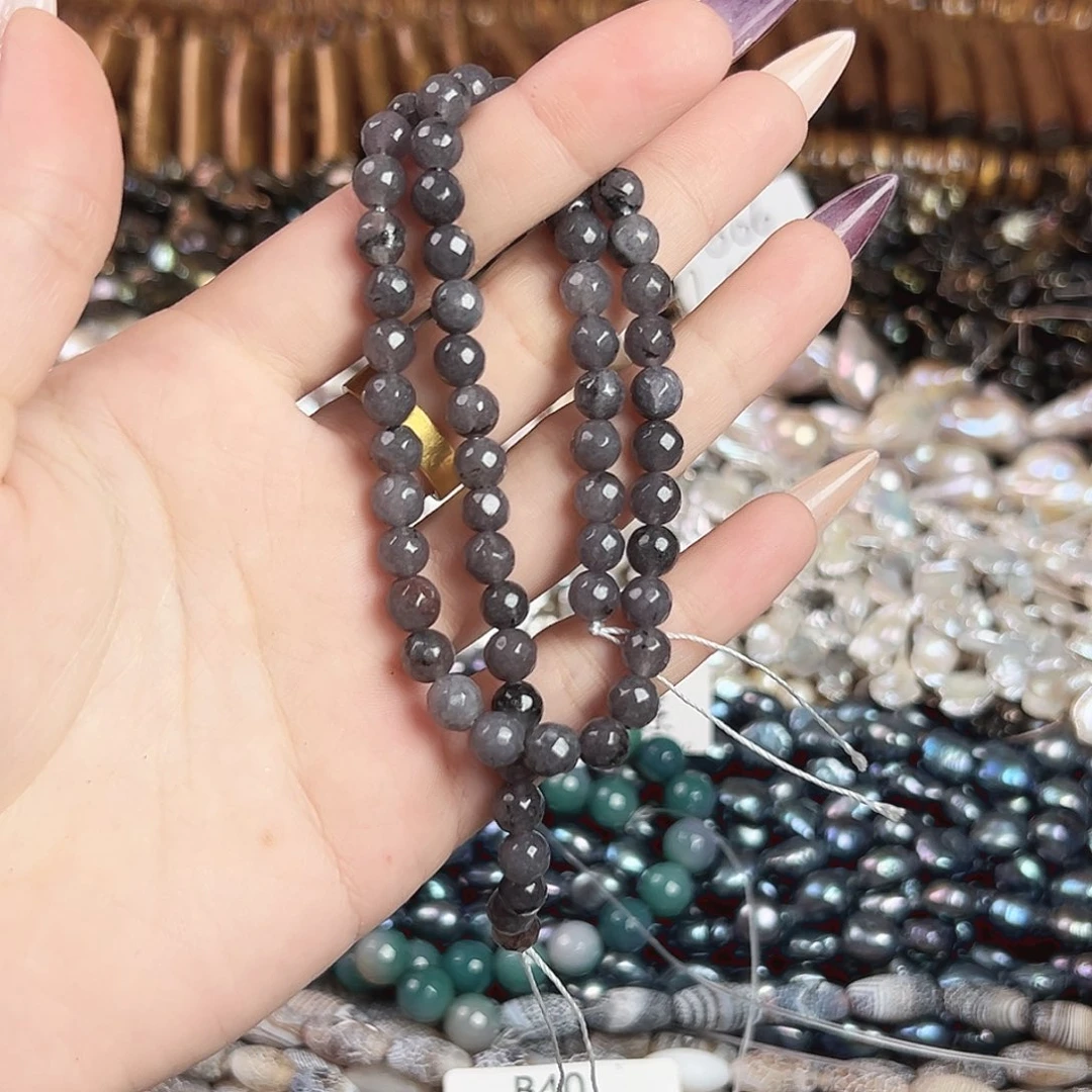 玛瑙/玉髓合金珠宝半成品b78 6.4m 灰玛瑙一条