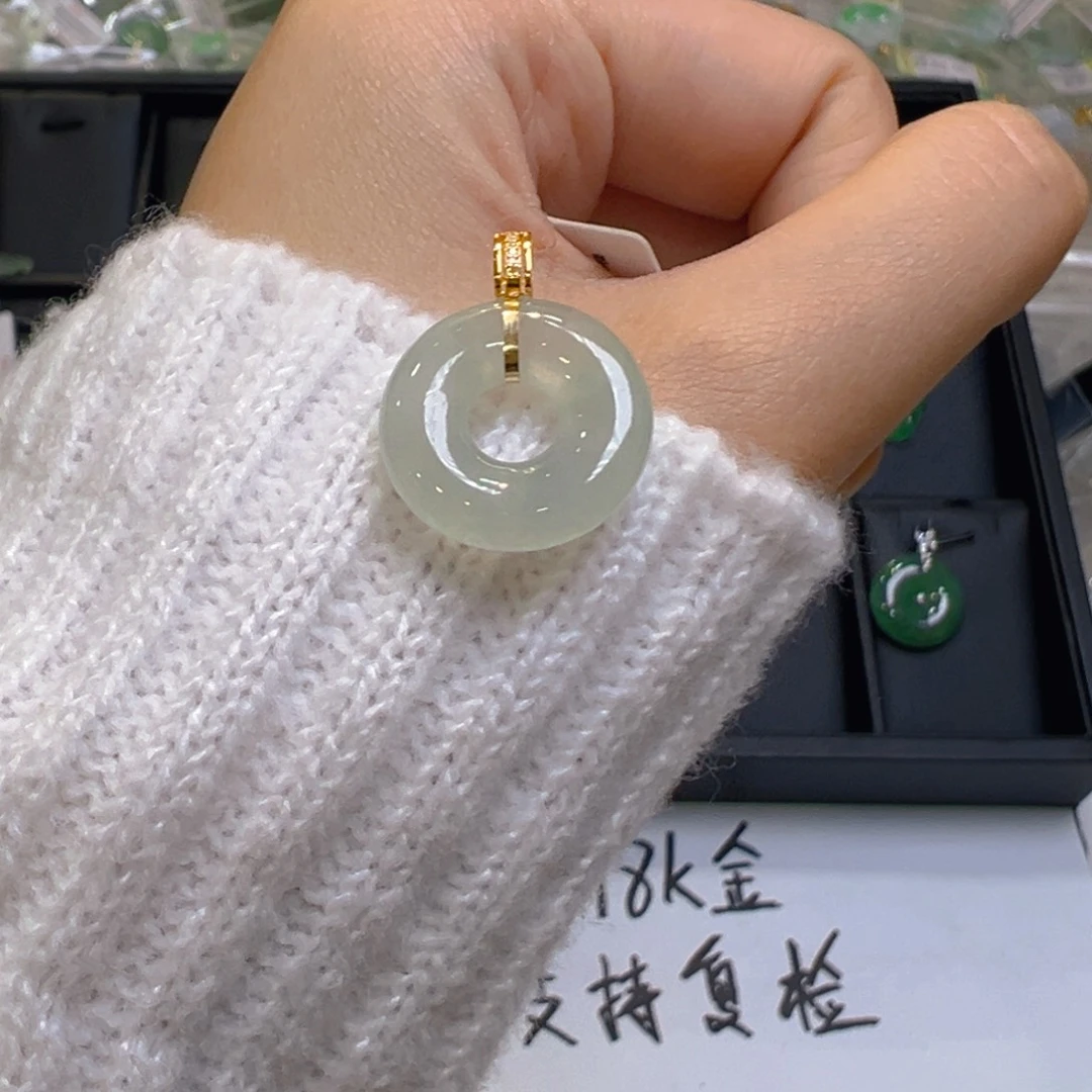 翡翠18K金镶嵌吊坠(不含链)