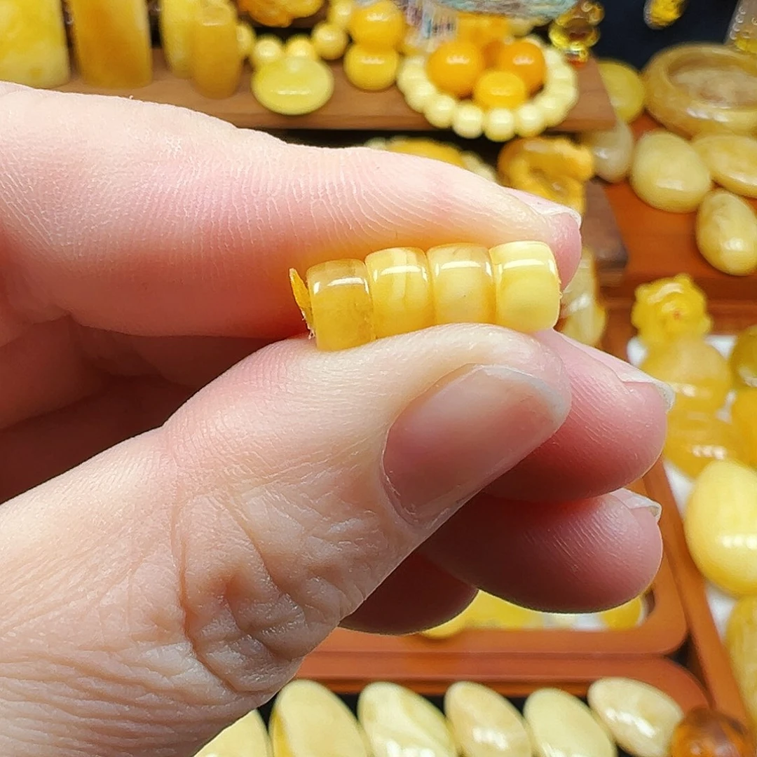 裸石琥珀未镶嵌可*蜜蜡直切珠6mm