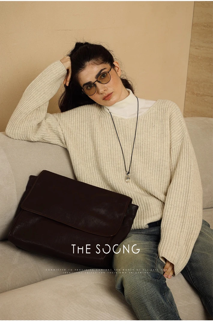 THESOONG|"自在简我"超软绵羊毛456克5针织法软糯圆领毛衣DMY5332