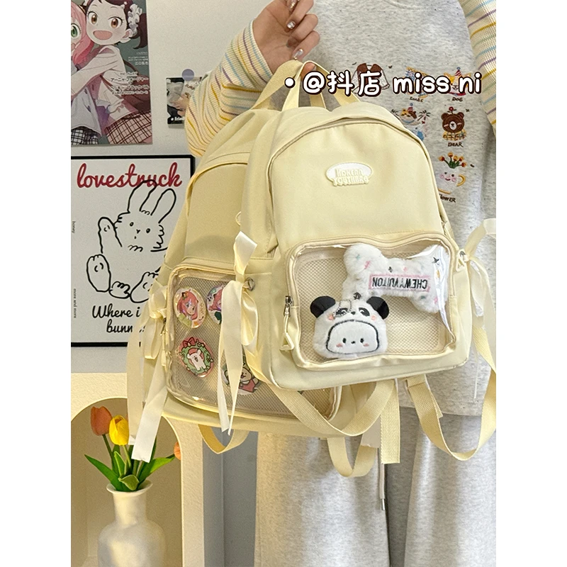 日系ins双肩痛包学院透明吧唧二次元学生大容量书包通勤上课背包