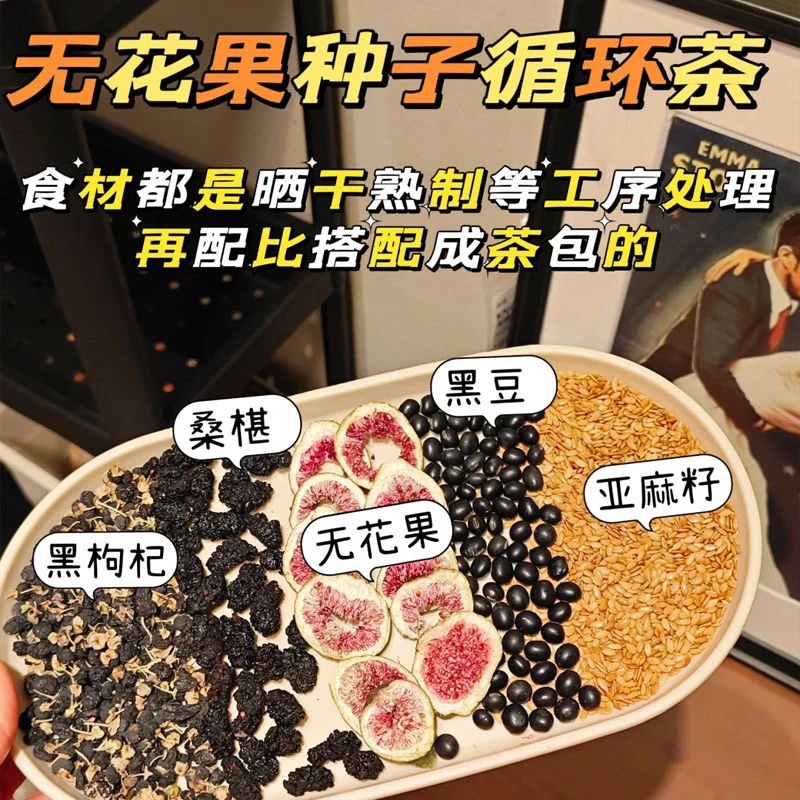 【种子循环】亚麻籽无花果桑葚黑枸杞种子循环饮天然原料泡水养生