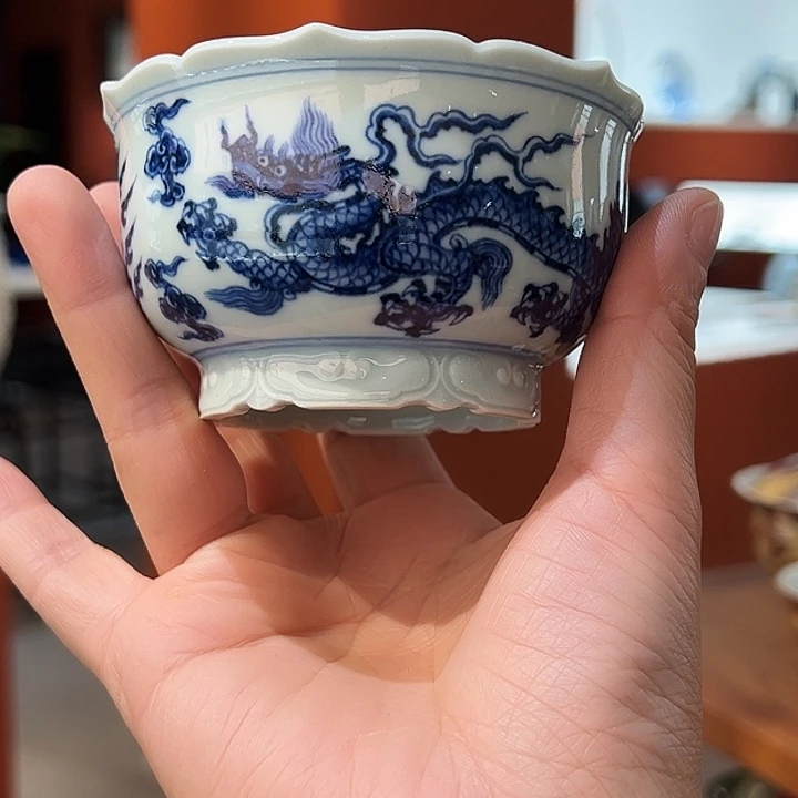 景土造物雕刻龙凤杯