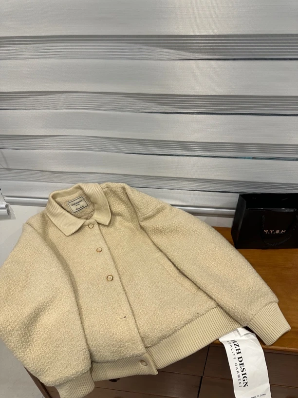 MIMO觅墨「杏仁奶心」毛呢夹棉短款保暖棉服外套