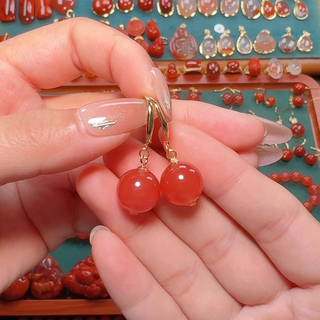 南红玛瑙银S925镶嵌12+