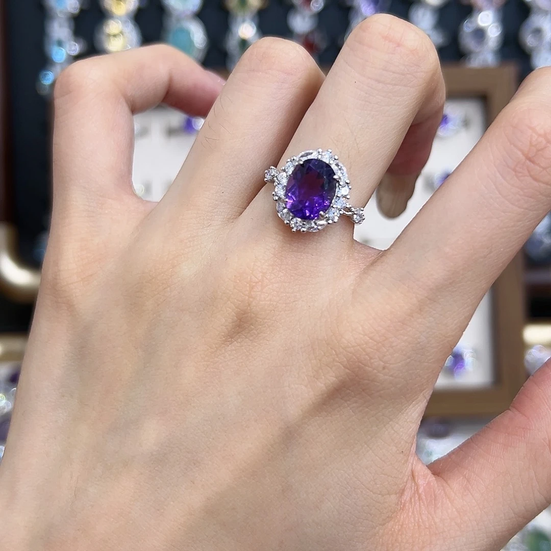 银S925镶嵌紫晶戒指