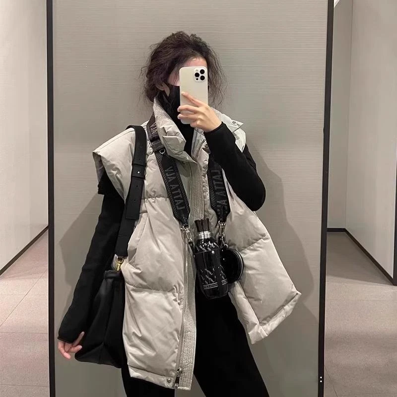 【奥莱撤柜】女立领宽松2025秋冬新款马夹洋气百搭背心坎肩欧货外套