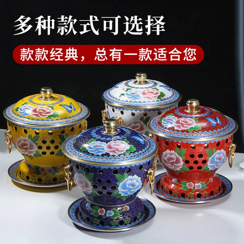 景泰蓝铜火锅一人分餐小火锅珐琅涮羊肉老北京单人
