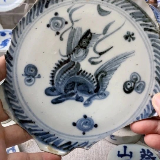 老***事瓷片现代工艺品青花瓷片