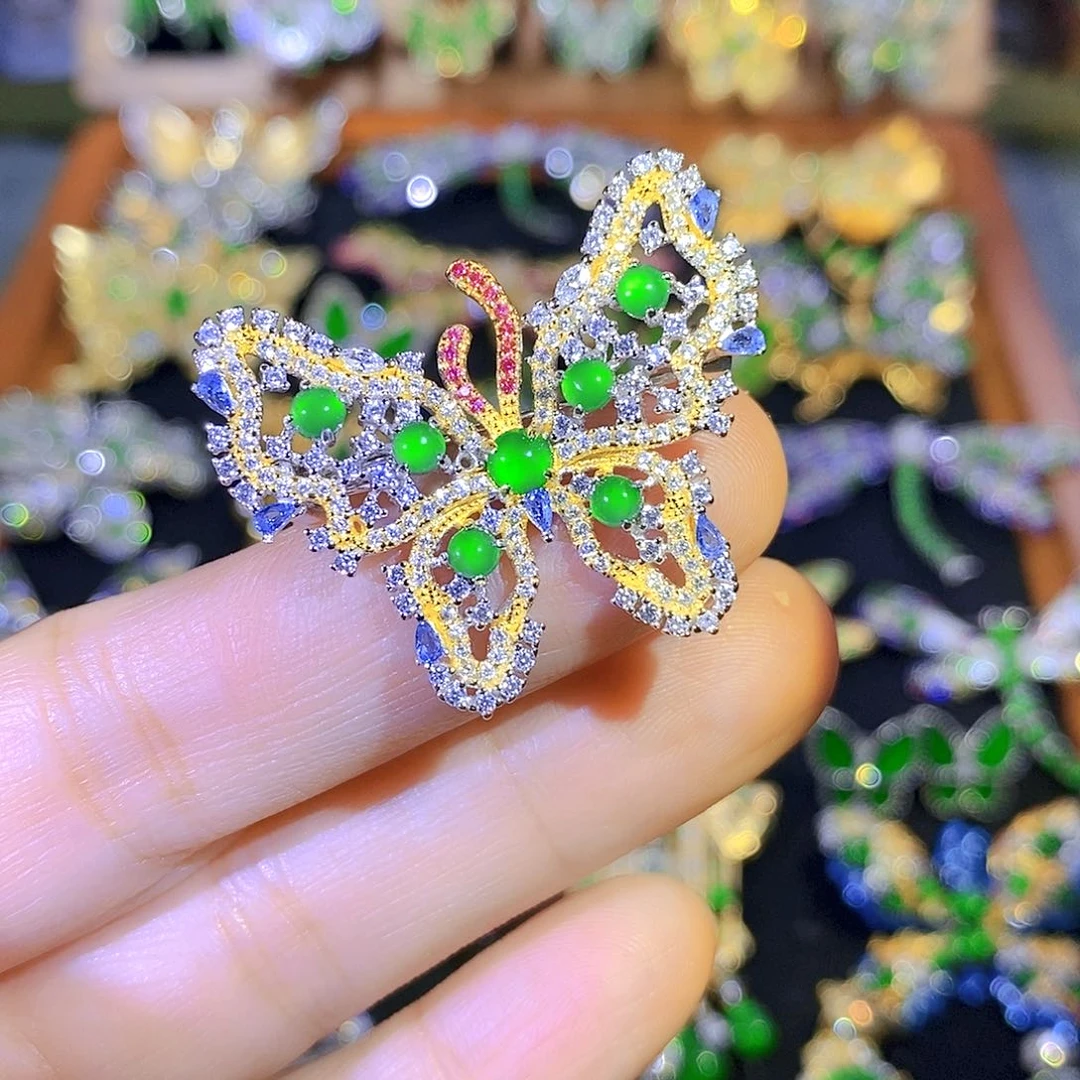 颈饰银S925镶嵌翡翠