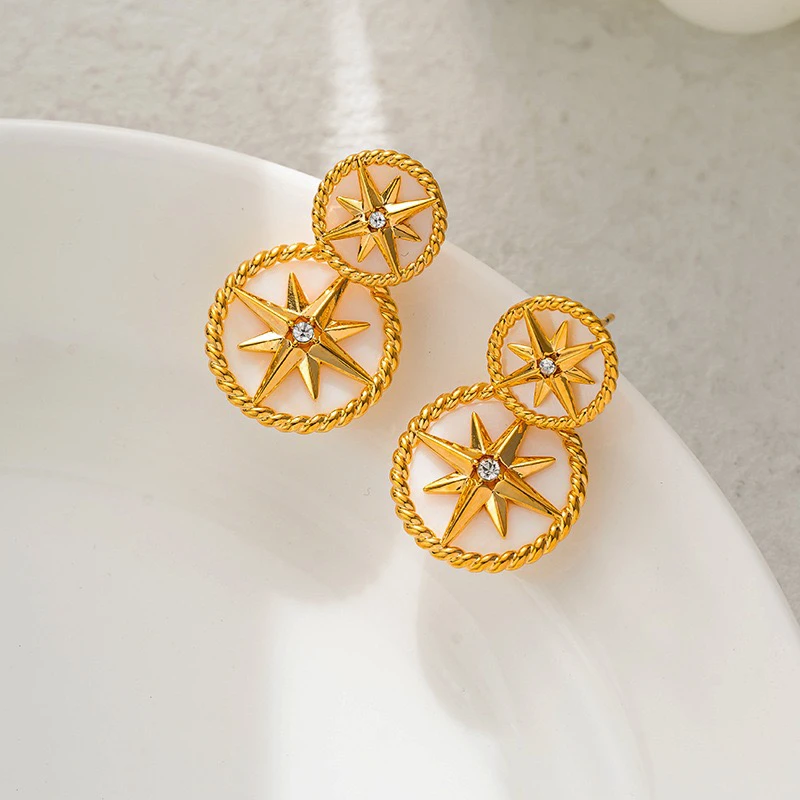 铜合金合成锆石耳饰 E0437时尚轻奢太阳女神特色小众设计师耳环