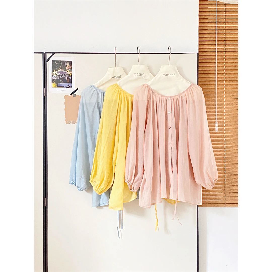 im向 会呼吸的’苎麻/轻盈感灯笼袖上衣女两面穿小衫