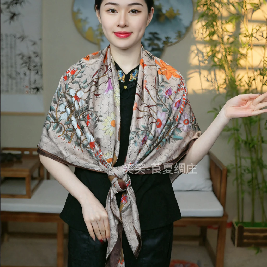 天竺葵老花丨香韵纱 苏萝 提花 镂空 140*140大方巾