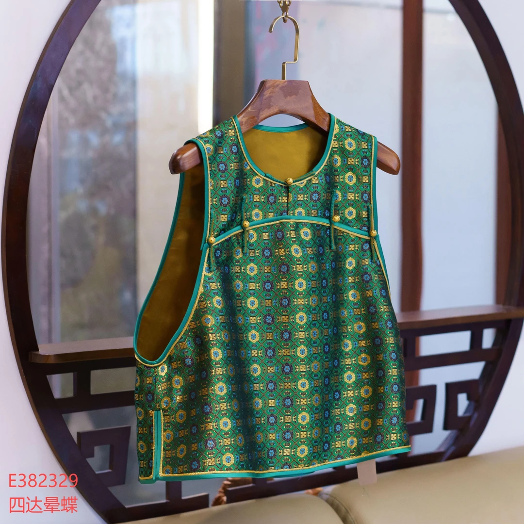 上久楷新中式国风桑蚕丝圆领十三太保马甲背心382329--SJ4166877