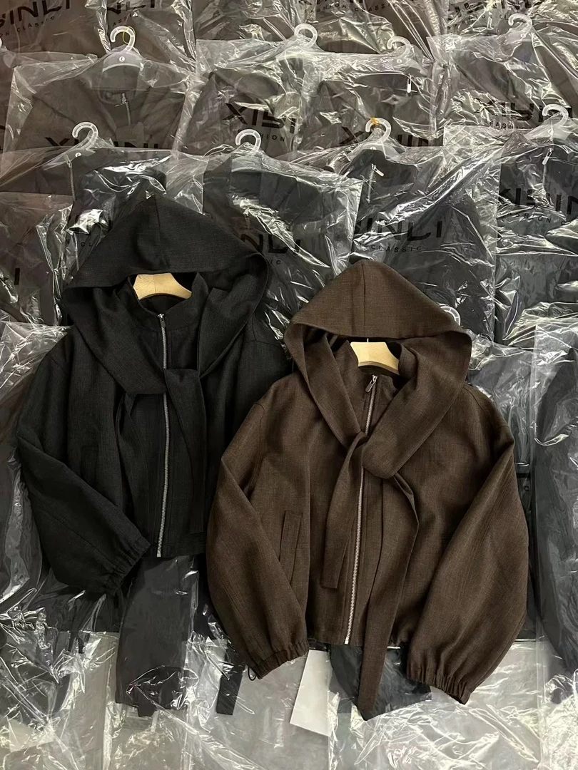 [ W i F i ]5820连帽不褪色短外套加厚短款加绒纯色休闲