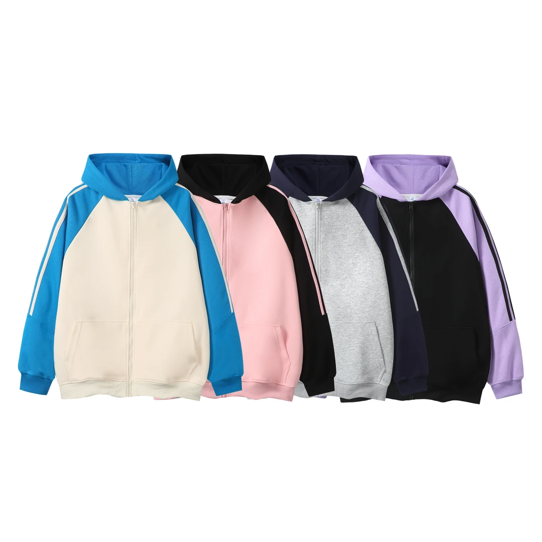 春秋运动休闲情侣连帽宽松撞色秋季时尚百搭春季