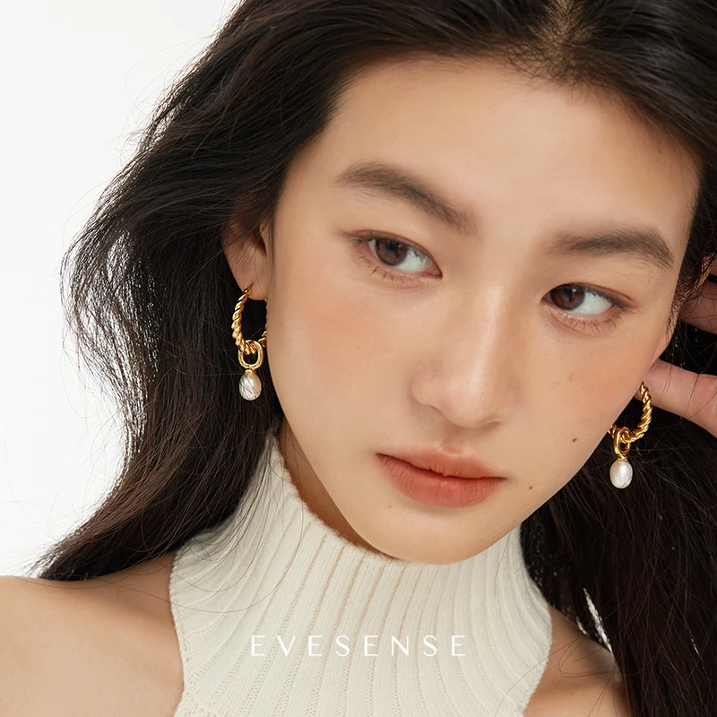 EVESENSE 铜合金耳饰 复古两戴式麻花高级感耳饰轻奢欧美法式耳环