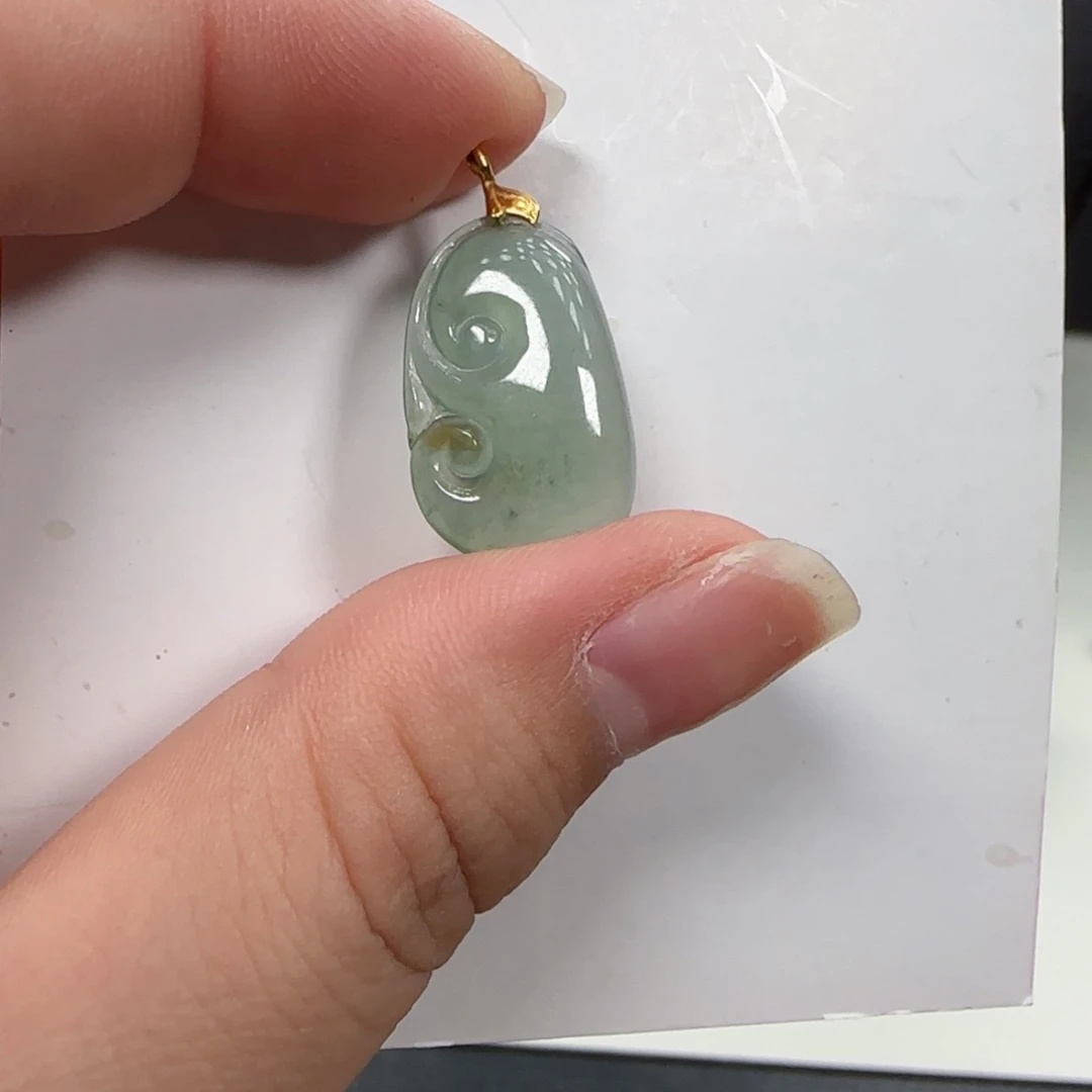 吊坠(不含链)18K金镶嵌翡翠