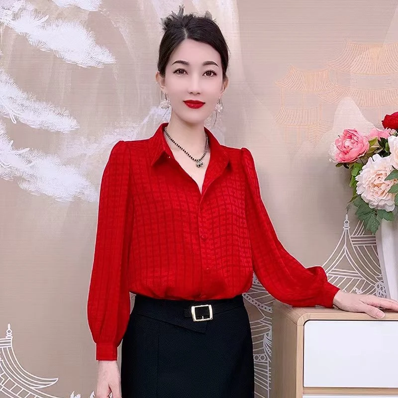 2532气质百搭女士衬衫休闲长袖T恤韩版宽松慵懒上衣