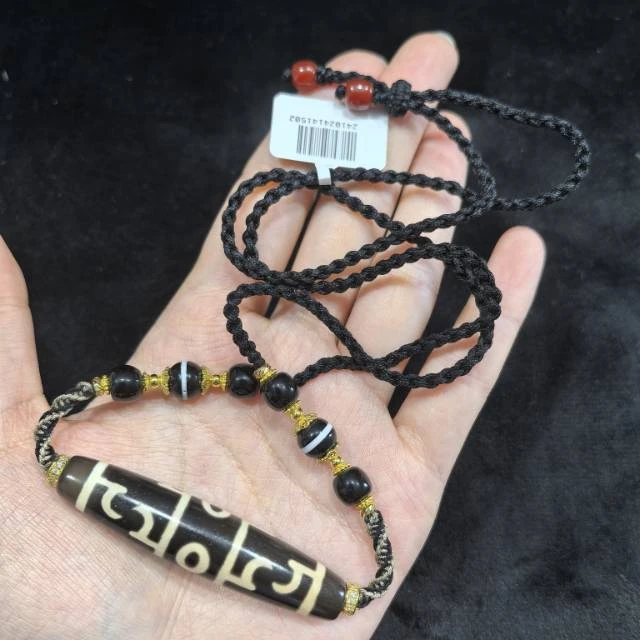 【曹美丽精选】H36846-玛瑙DIY脖挂（莲师三眼）-58*13mm