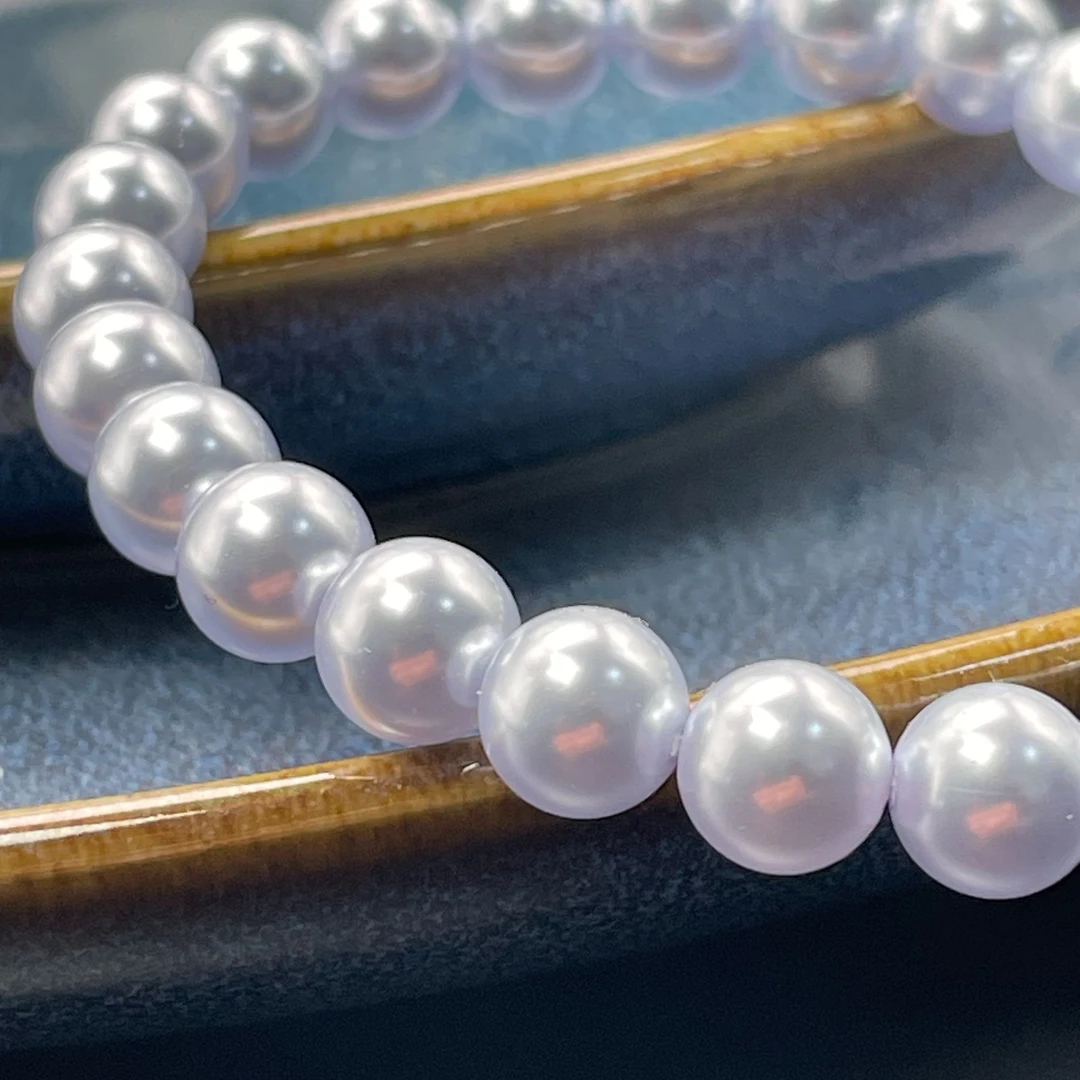 非金属仿珍珠手链 明星同款母贝珠大气新潮流手串银色