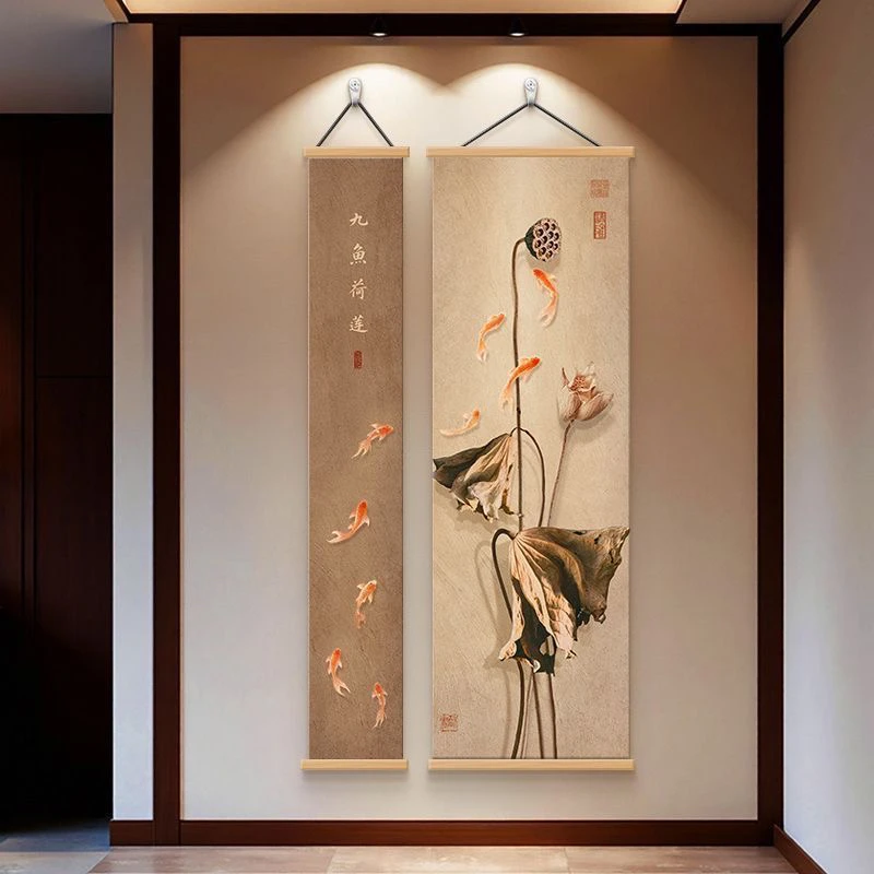 新中式玄关客厅装饰画禅意山水画走廊过道壁画