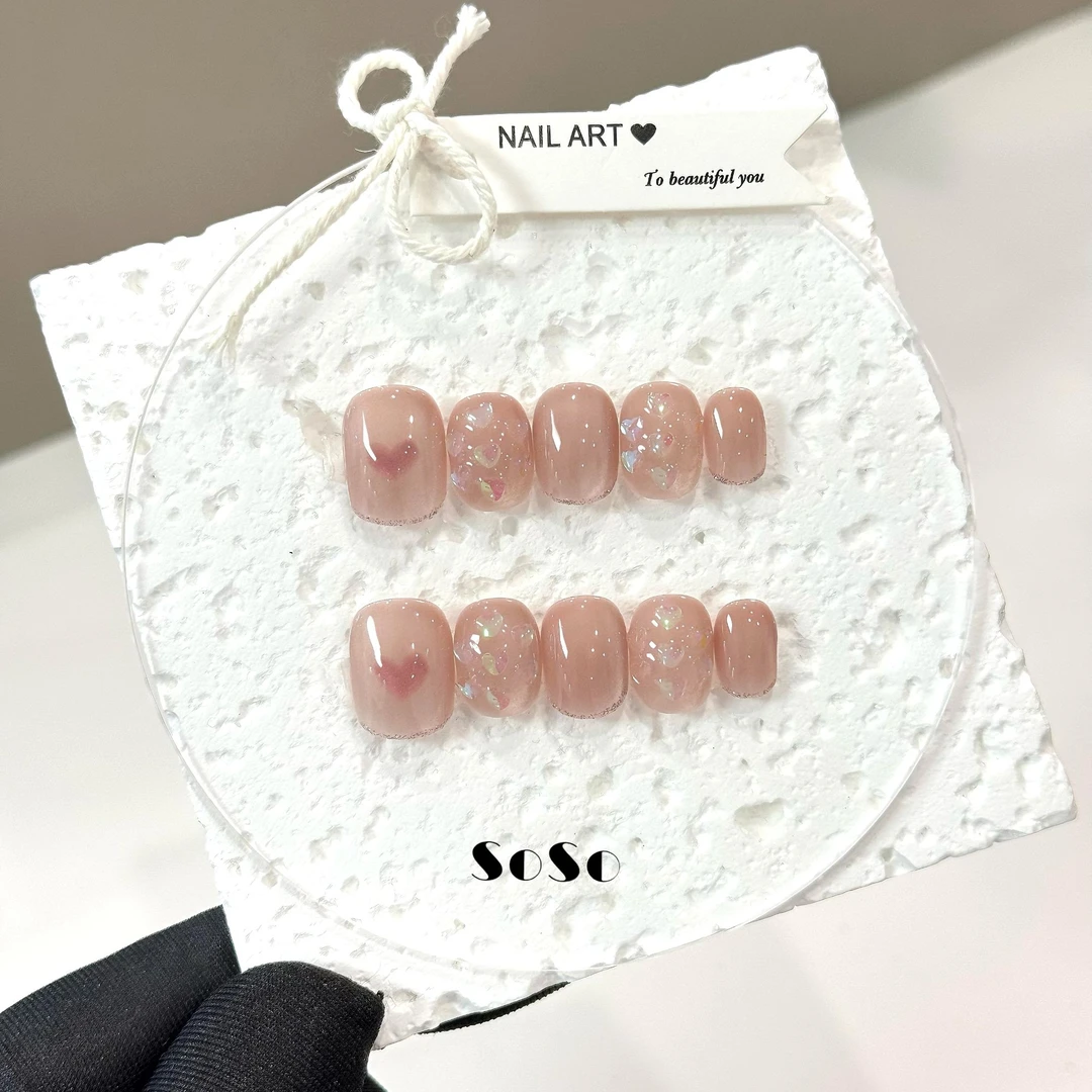 Nice SoSo【小时光】 纯手工穿戴甲纯欲手绘猫眼可爱冰透波点ins