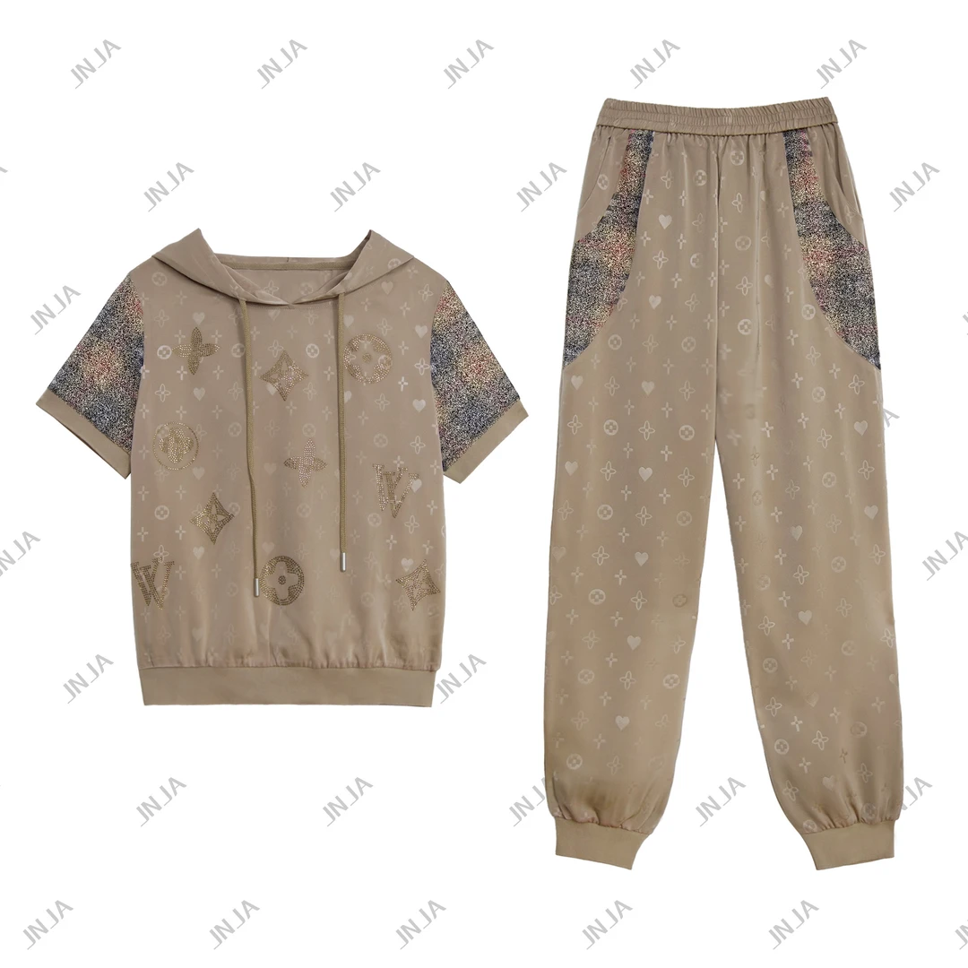 【高奢出口转内销】夏季气质宽松时尚运动休闲风百搭套装-8185