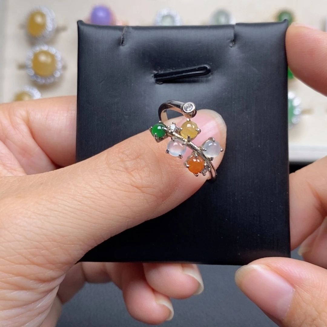 翡翠戒指银S925镶嵌戒指