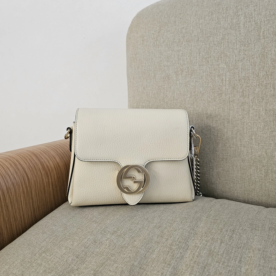 95新 GUCCI/古驰 50611383 古驰白色单肩斜挎包