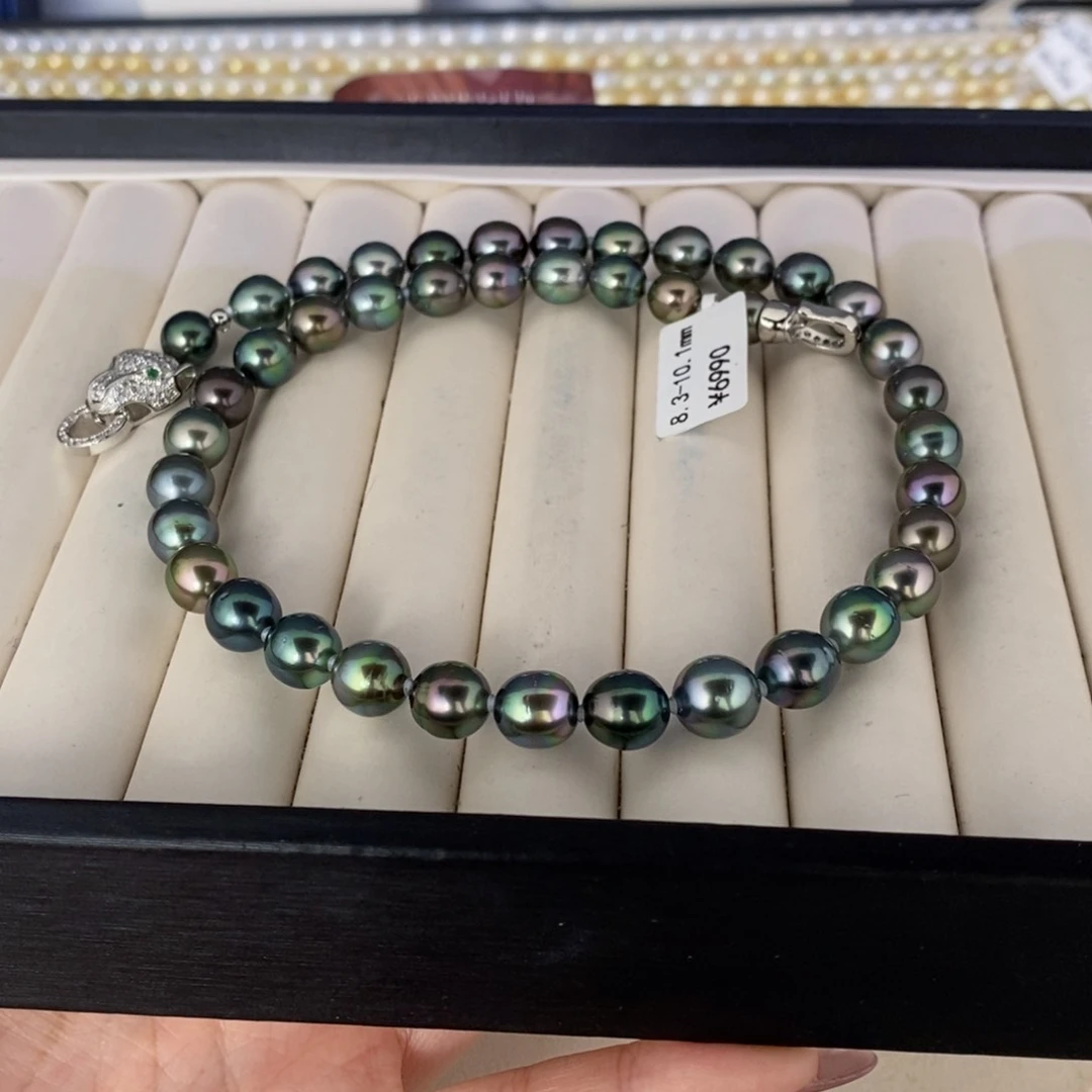 海水珍珠颈饰未镶嵌仙**球大溪地项链8.3-10.1橙