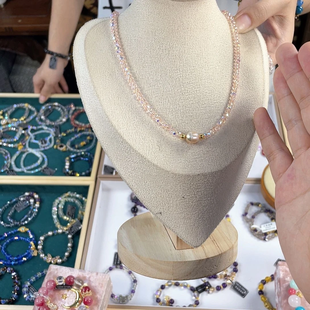 水晶手链银S925镀金镶嵌