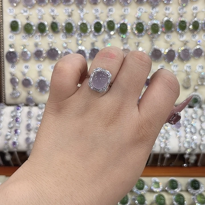 萤石戒指银S925镶嵌