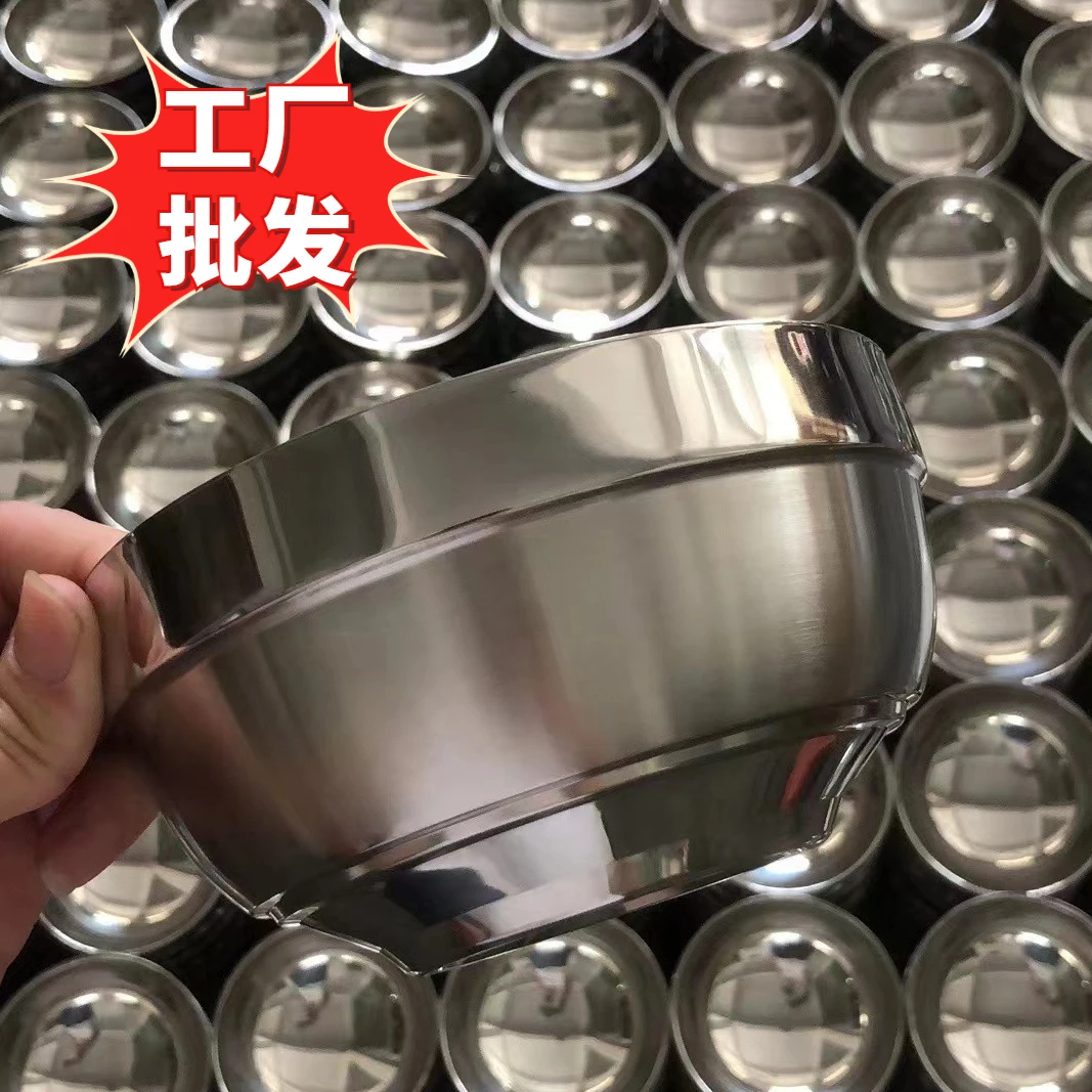 【工厂批发】不锈钢双层隔热米饭碗儿童铂金百合碗汤面学生食堂商用