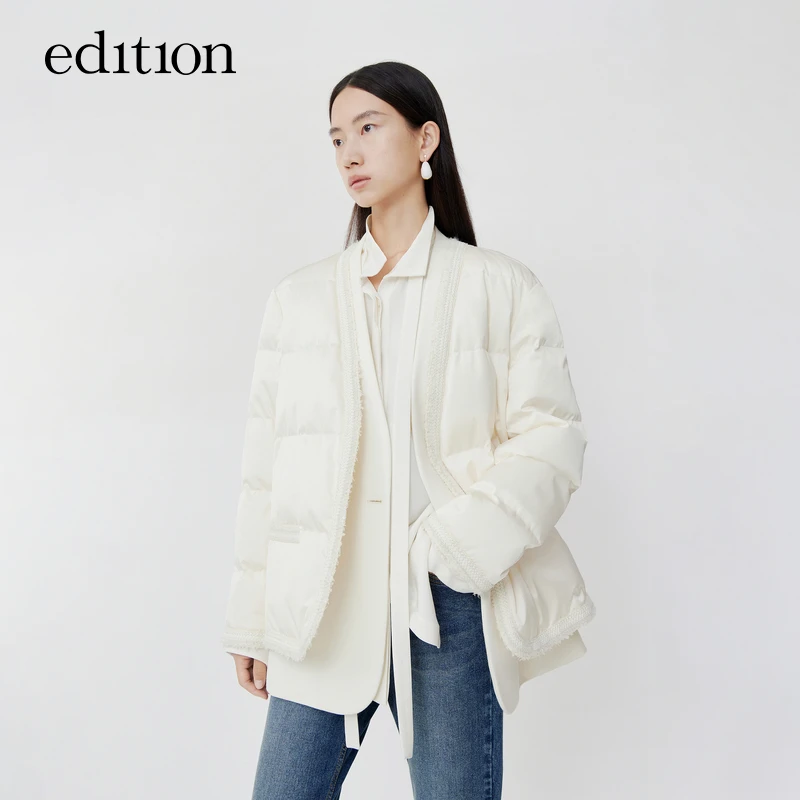 【陈大可】edition小香风拼接假两件保暖鹅绒服#EBC4EINT11