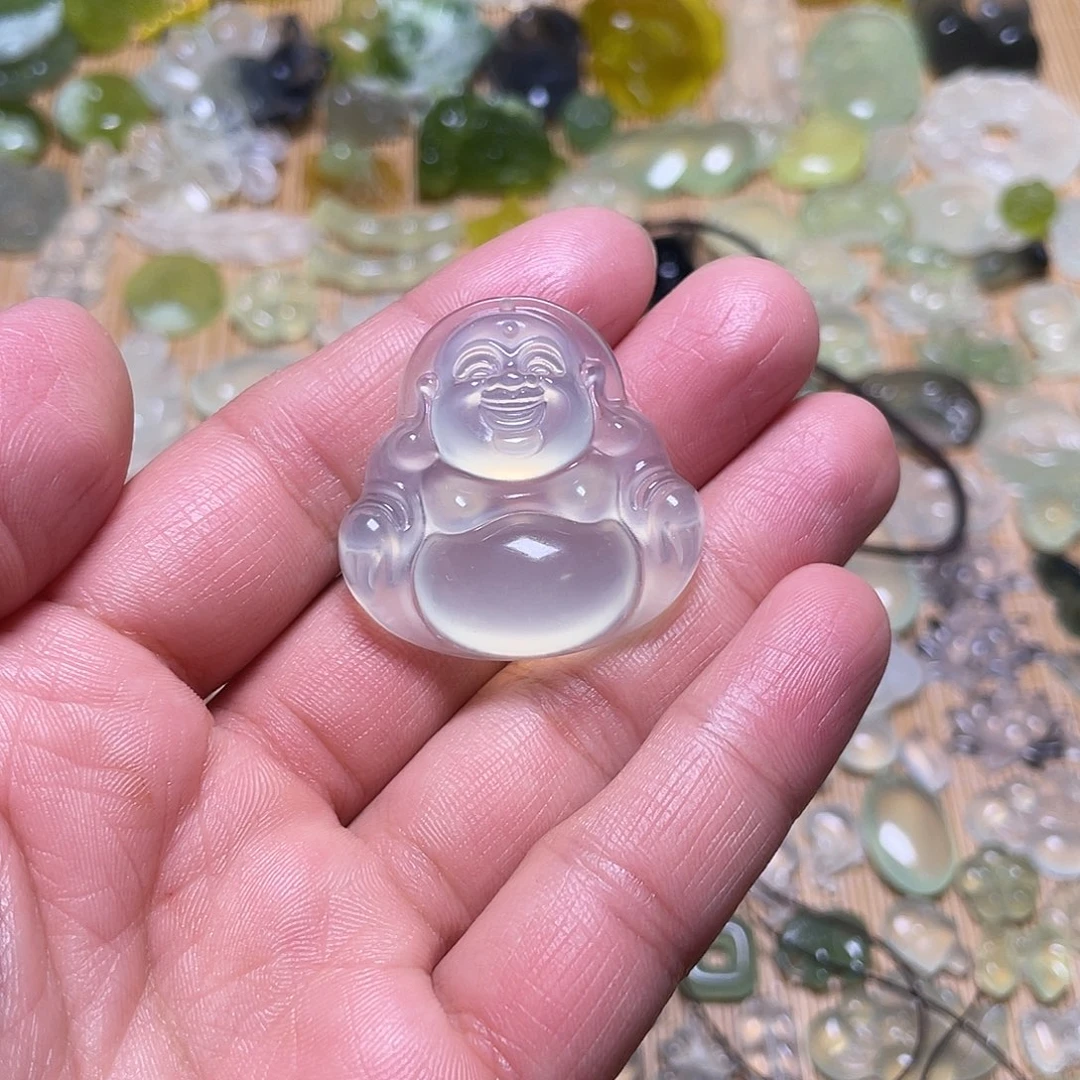 双***鱼蛇纹石玉未镶嵌吊坠