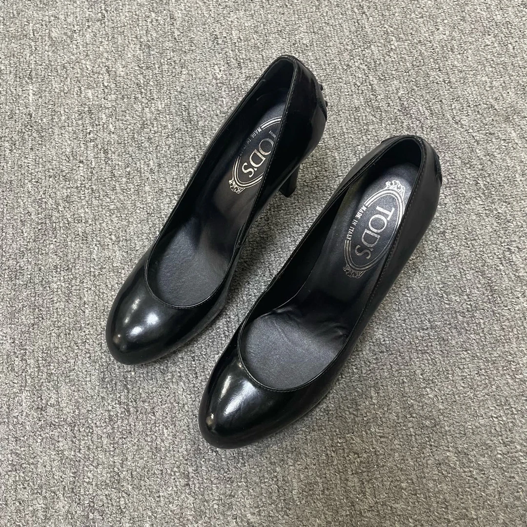 95新 TOD’S/托德斯 圆头套脚粗跟高跟鞋尺码：37.5/8234