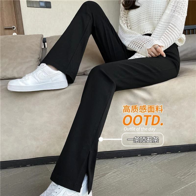 微喇叭裤子女春秋夏季薄款2025新款爆款高腰显瘦开叉休闲西装女裤