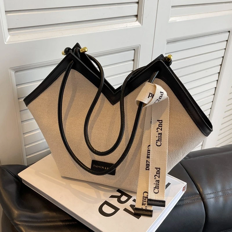 小众设计包包女2025新款夏天时尚单肩包百搭大容量帆布通勤托特包