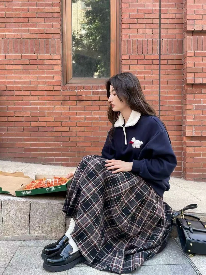 【朵拉外贸】格子半裙