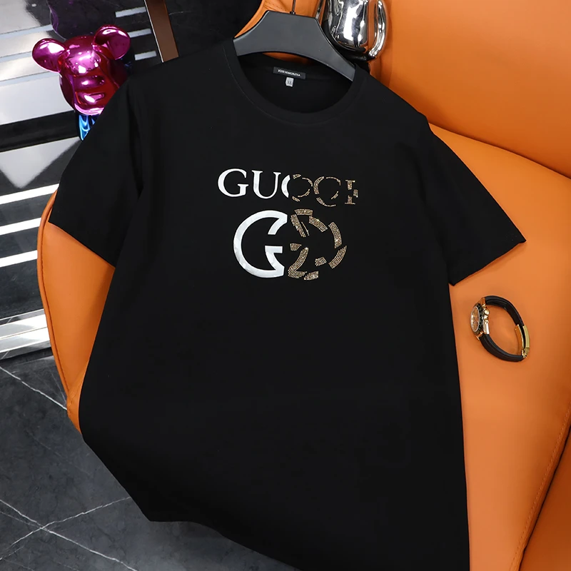 巴韦那奇潮流短袖T恤男烫钻美式半袖夏季潮流ins时尚上衣短袖体恤