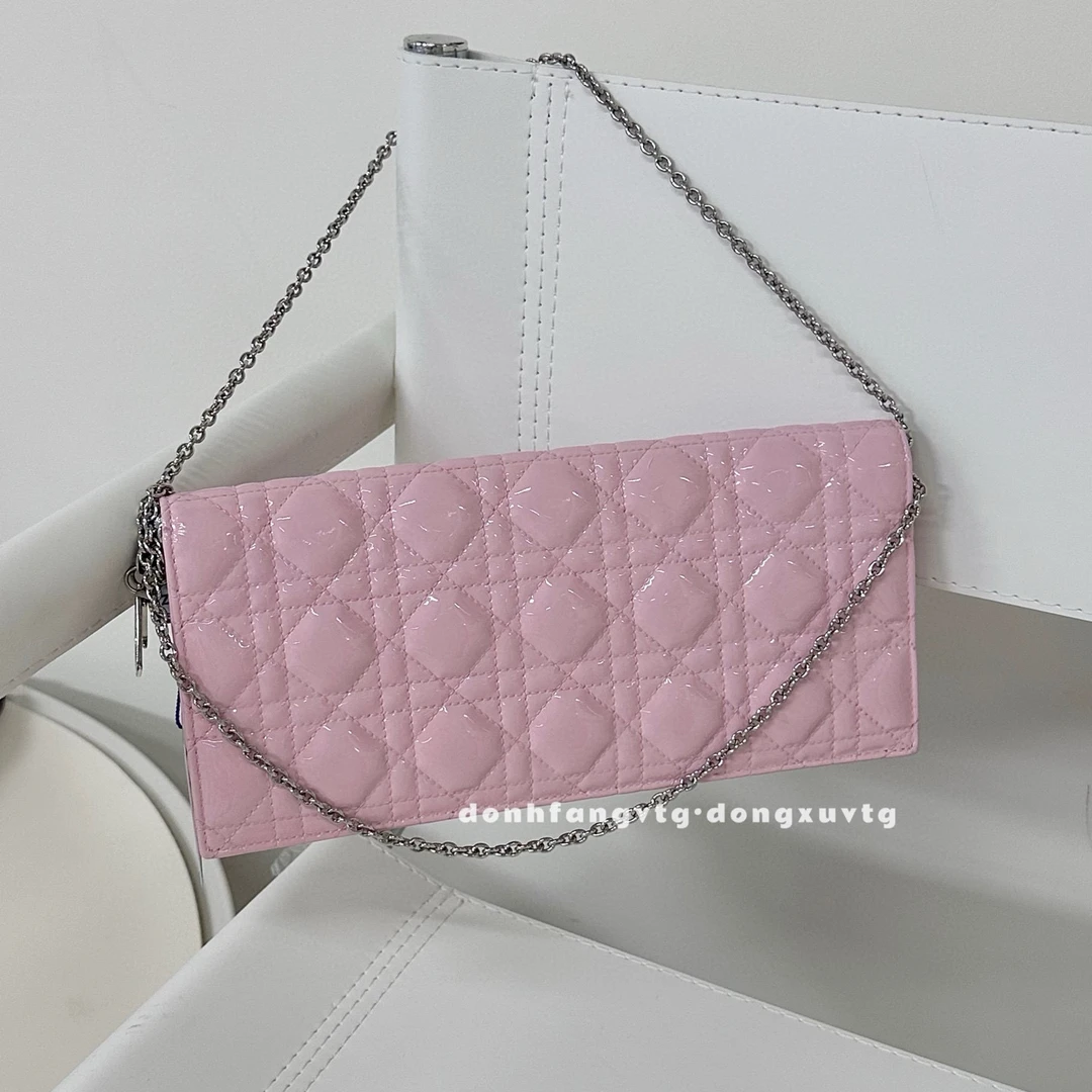95新 DIOR/迪奥 dior 樱花粉戴妃woc链条斜挎包