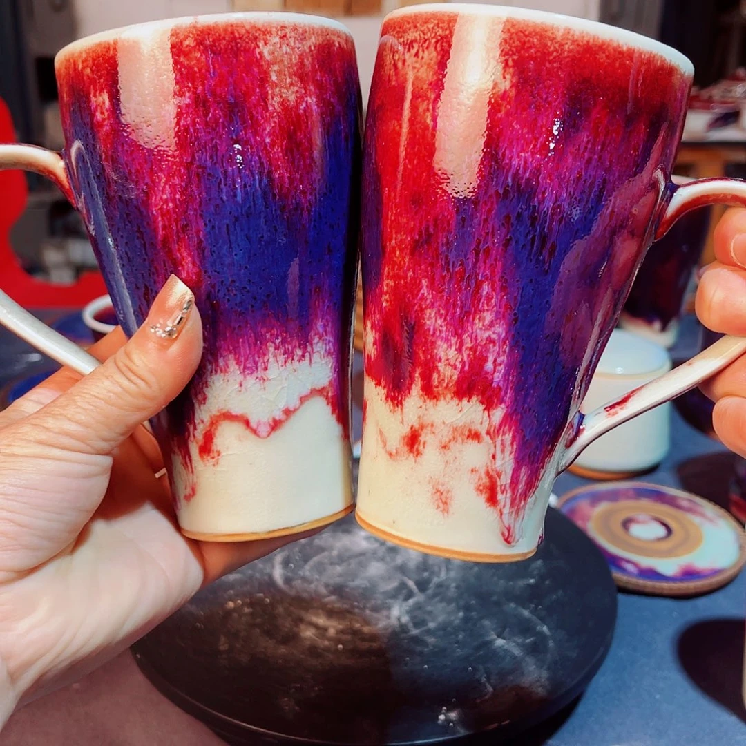 瓷片微瑕钧瓷主人杯摆件工艺品