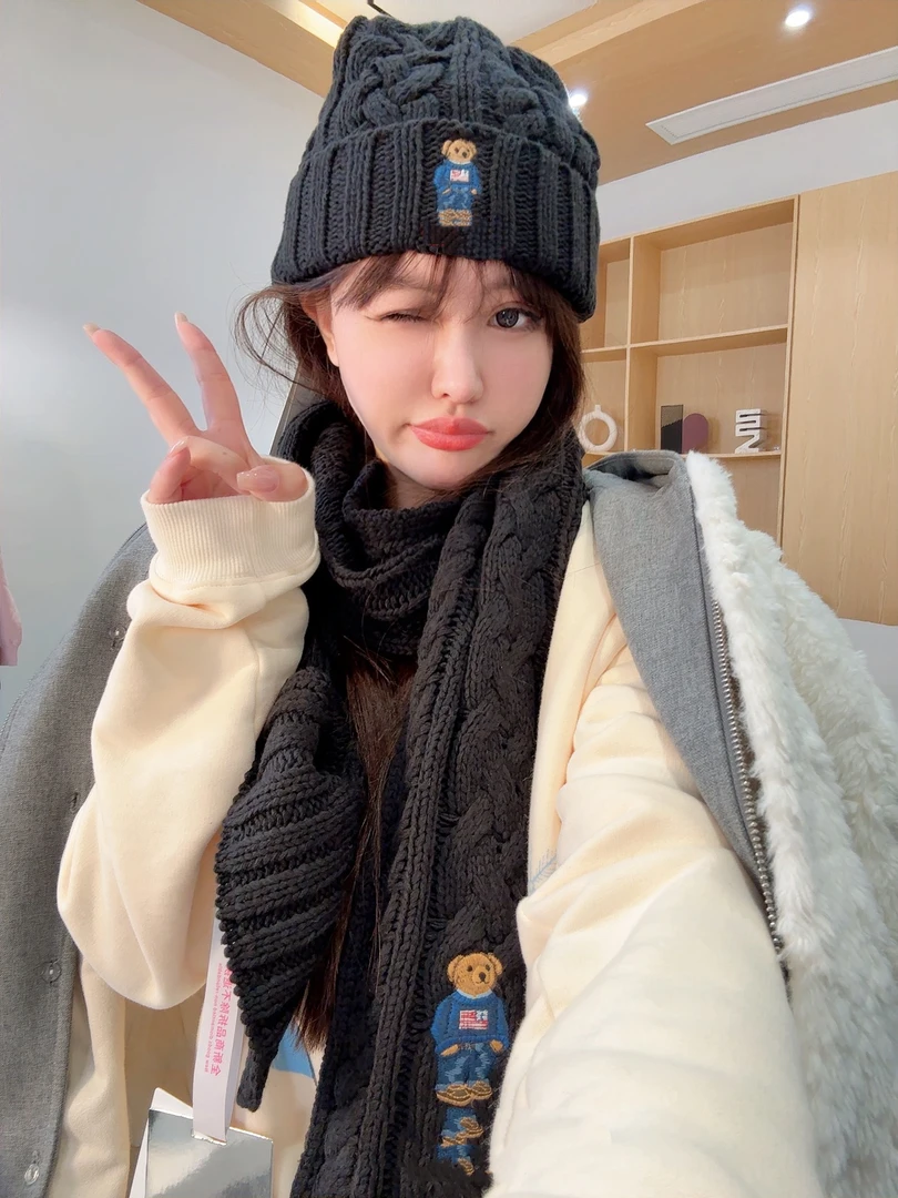 【HoorayLin】原版开发定制小熊刺绣帽子围巾#XHD13#XHD11